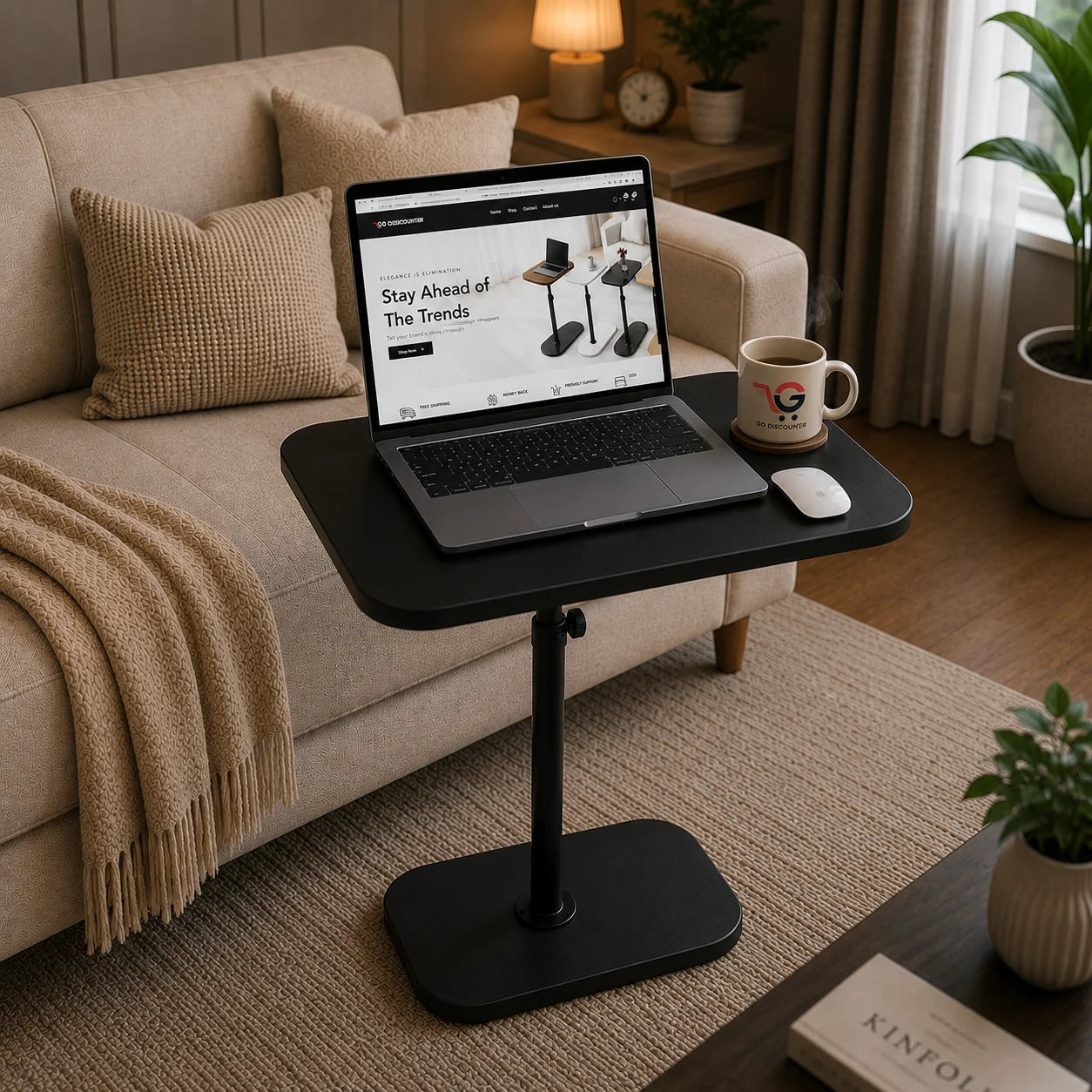 C Shape Adjustable Side Table